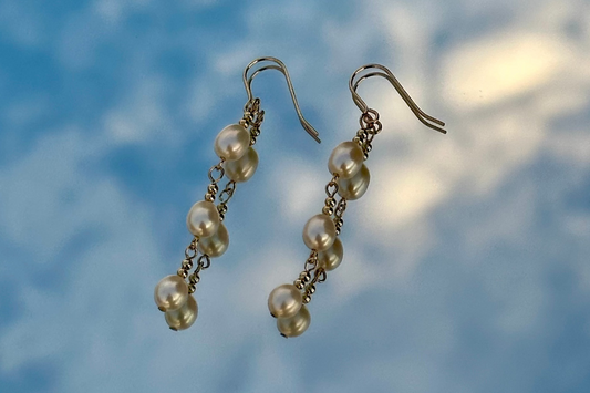 Gold Pearl Drop Earrings